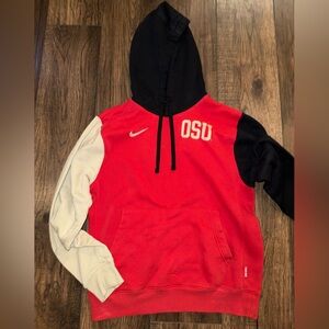 Nike Ohio State Red and Black Hoodie with Cream Lettering